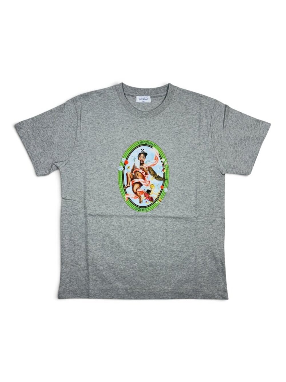 Off-White Heather Gray Cherub Graphic Cotton Crewneck T-Shirt Size Small
